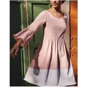 Anthropologie Holding Horses‎ Lilibet Dip Dye Dress Peach Pink Western US Size 2